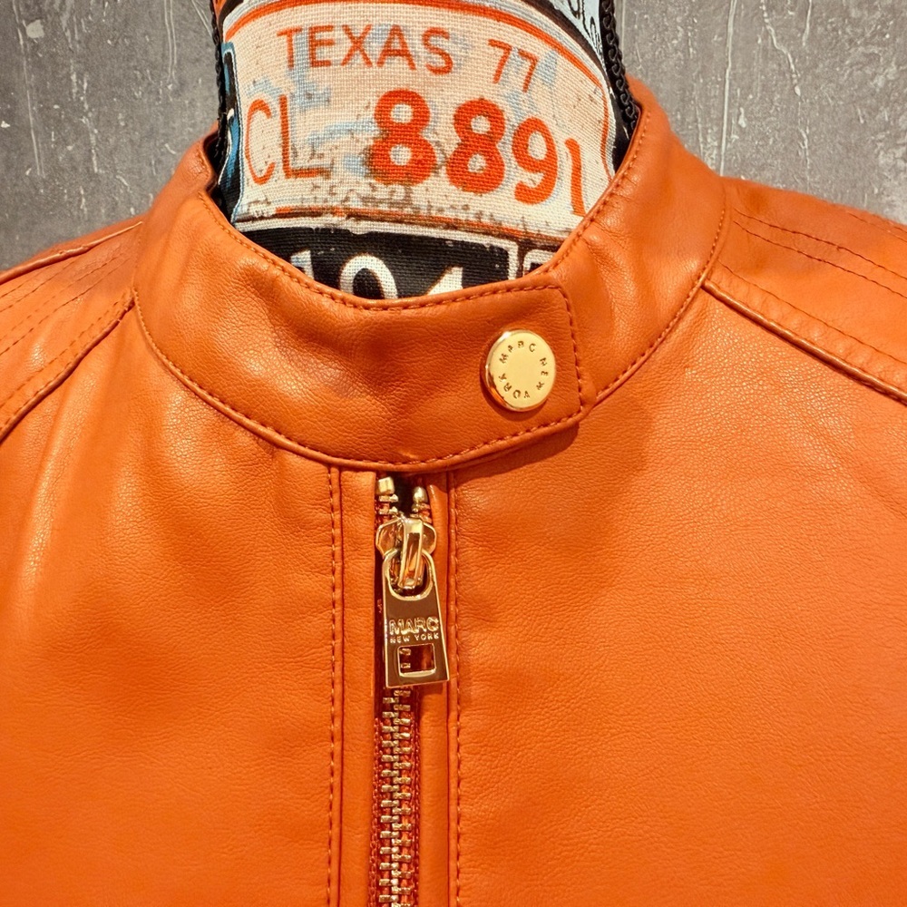 Marc New York Faux Orange Leather Moto Jacket - NWOT. - Picture 9 of 12